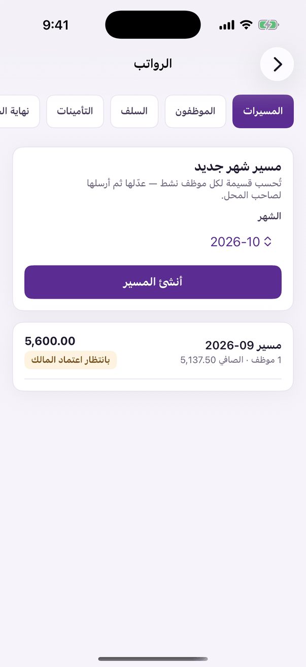 «الرواتب»: المسيرات والتأمينات ونهاية الخدمة.