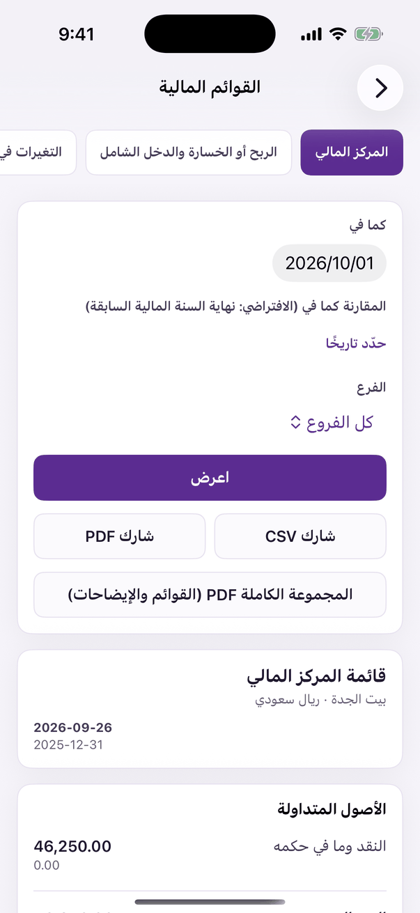 «القوائم المالية».