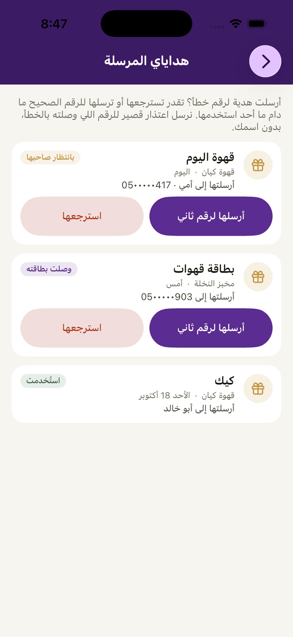 «هداياي المرسلة»: لمين أرسلت كل هدية ووين وصلت.